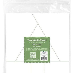 May include: A package of 42 white 10-inch by 10-inch quilt paper squares for making tree quilt blocks. The package is labeled "Trees Quilt Paper" by Lori Holt of "Bee in my Bonnet".