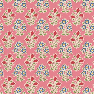 JULIBEE Farm Flowers Pink Tilda Fabrics 110097 | FQ BTY BThY | Tone Finnanger TiLDA | Blenders Norway Hand Drawn Vintage | Rusty