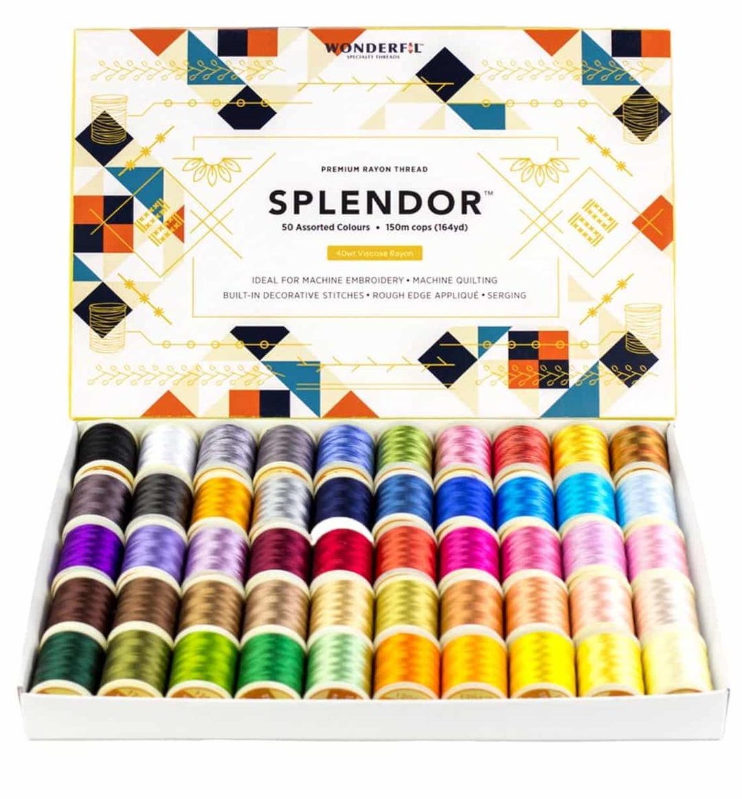 Splendor Thread Starter Pack 50 Pack | Wonderfil | 164yds 40wt 2-ply ...