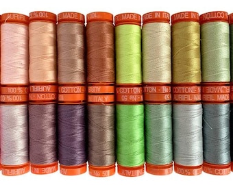 Aurifil Neons & Neutrals TULA PINK 50 wt | Limited Edition | 20 Small Spool Pack 220 yards ea | Rusty