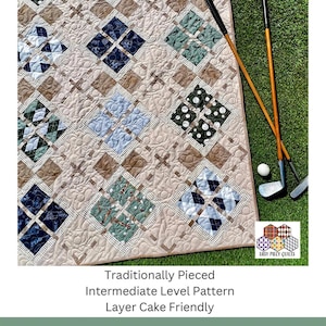 Match Play Argyle Quilt Pattern | Juliah Tiedemann Easy Piecy Quilts | 3 Sizes - Layer Cake Friendly | Rusty