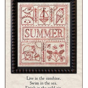 Summer Sampler Pattern 2205 | Kathy Schmitz Studio | Valdani Thread Add On Embroidery Stitchery Applique Case | Rusty