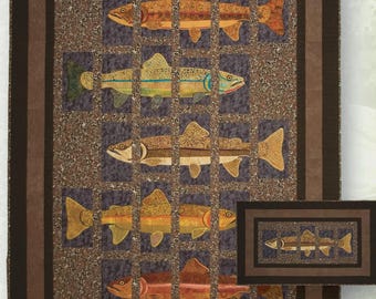 About Trout Classic Series Quilt Pattern | CQPAT1 | Lunch Box Quilts Angela Steveson | Multi Size Fish | Rusty
