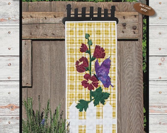 Hollyhock Haven Pattern | P336 | Patch Abilities |  Summer Wall Hanging | Rusty