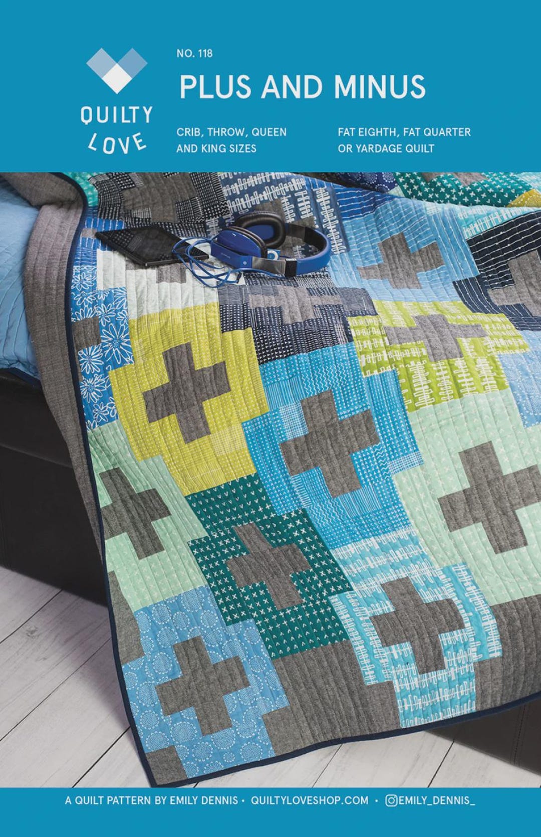 Plus and Minus Quilt Pattern | QLP118 | Quilty Love Emily Dennis ...