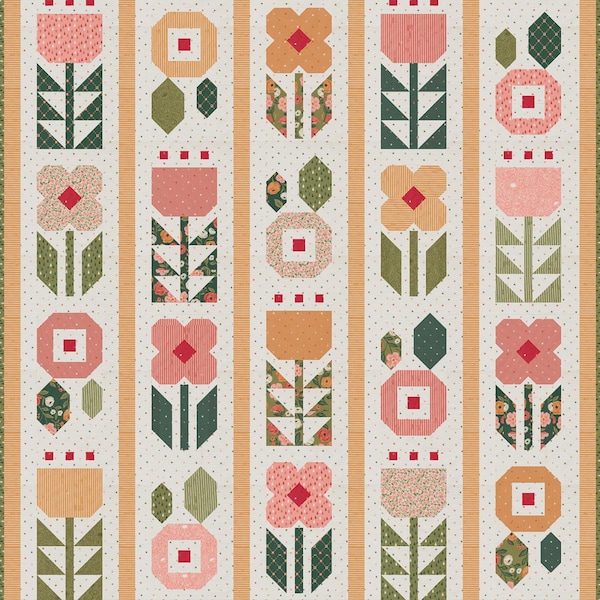 Garden Party Quilt Pattern | LB260 | Designed By Lella Boutique Vanessa Goertzen | Flower Quilt | Rusty