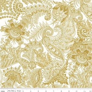 CLASSIC CASKATA Paisley Gold Fat Quarter FQ Riley Blake Designs Caskata Artisanal Home Metallic