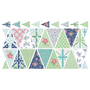 NOTTING HILL Banner Blue Panel,  BUNTiNG Panel  Riley Blake Designs UK England Union Jack Celebration Bunting London Amy Smart