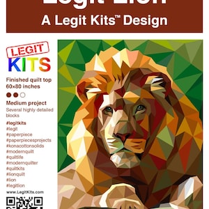 Legit Lion Foundation Paper Pieced Pattern | Jungle Art Quilt | Rusty