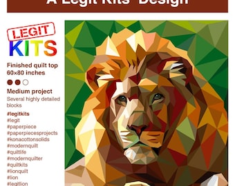 Legit Lion Foundation Paper Pieced Pattern | Jungle Art Quilt | Rusty