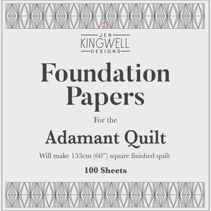 May include: A light gray sheet of foundation papers for the Adamant Quilt, with the text "Foundation Papers" and "Adamant Quilt". The papers will make a 60-inch square finished quilt and include 100 sheets.