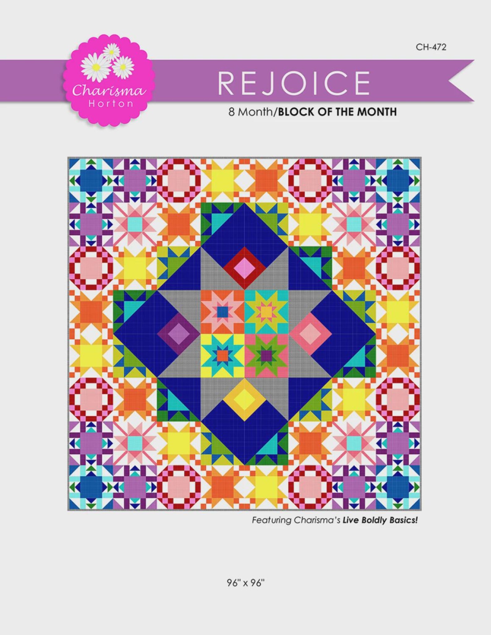 Rejoice BOM Quilt Pattern | CH-472 | BOM | Charisma Horton | Block of ...