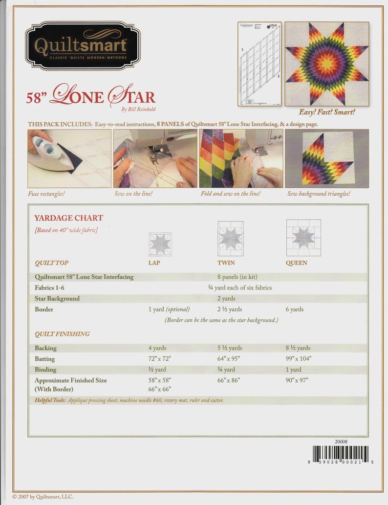 58in Lone Star Classic Pack Quilt Pattern | QS20008 | Quiltsmart | Pre ...