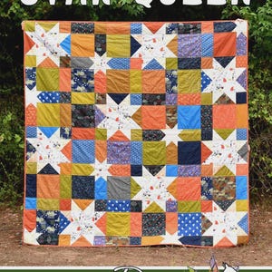 Star Queen Quilt Pattern | VRDRD025 | Villa Rosa Designs Running Doe | Rusty
