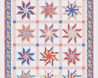 Sweet Sugar Swirls Quilt Pattern | FTQ3004 | Fig Tree Quilts Joanne Figueroa | Patriotic | Rusty