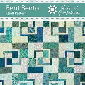 Bent Bento Quilt Pattern | Material Girlfriends | Lora Zmak Lisa Norton | 51x68 | Batik Quilt Geometric | Rusty