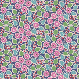 PIE In The SKY TopsyTurvy Blue l BTY / Half Yard 100490 | Tone Finnanger TiLDA | Norway Indian Wood Block Free Pattern Vintage Bird