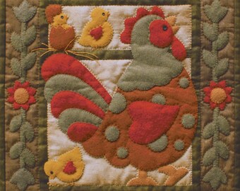 Spotty Rooster Kit |  K0412 | Rachel's Of Greenfield | Wool Applique Embroidery | Rusty