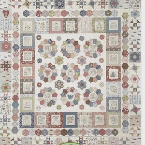 May include: A patchwork quilt titled "Heartstrings Quilt" with a cream background and various patterned squares and floral designs. The quilt features embroidered images of animals, flowers, and other motifs. The Birdhouse Patchwork Designs logo is at the bottom.
