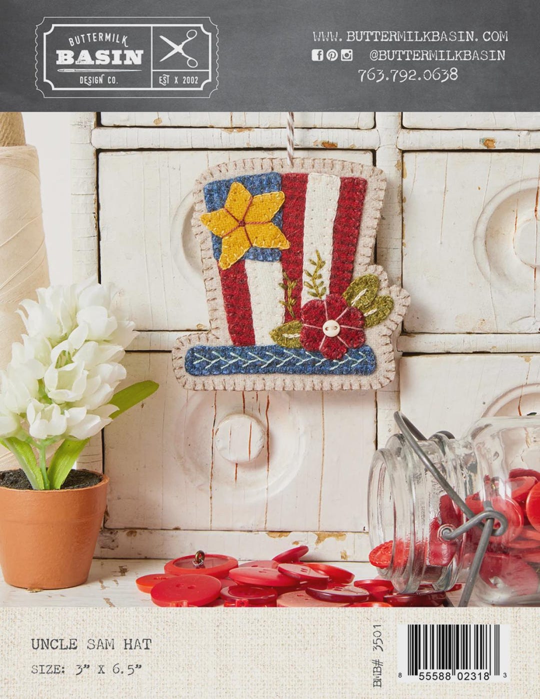 Uncle Sam Hat Pattern | BMB3501 | Buttermilk Basin | Embroidery ...