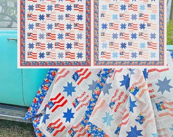 For Rosie Quilt Pattern | FTQ3006 | Fig Tree Quilts Joanne Figueroa | Flag Quilt Patriotic | Rusty