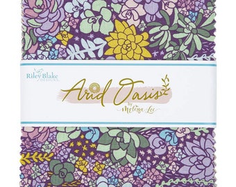ARID OASIS Stacker 5" Charm Pack | Melissa Lee Riley Blake Designs | Succulents Desert Blooms Floral Flowers