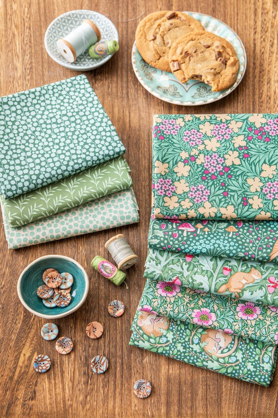 HIBERNATION Fat Quarter Bundle SAGE 5 Pcs | Tone Finnanger Tilda