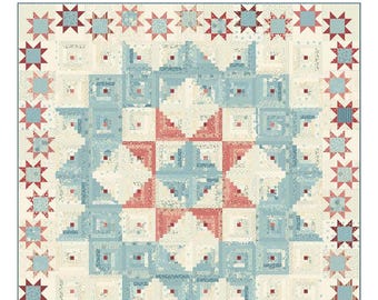 Pioneer Log Cabin - Patriotic Quilt Pattern | Edyta Sitar Laundry Basket Quilts | 69x69 | Rusty