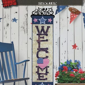 Star Spangled Welcome Pattern | P366PA | Patch Abilities Julie Wurzer | Independence 4th of July USA America | Wall Hanging | Rusty