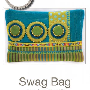 Swag Bag Pattern | Sue Spargo Folk Art Quilts # SS848 | Folk Art Wool Felt Hand Stitching | Rusty