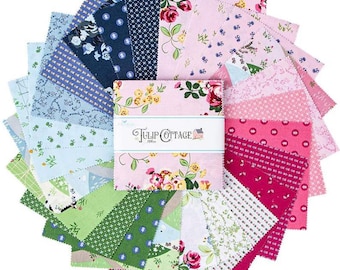 TULIP COTTAGE 5" Stacker Charm Pack | Melissa Mortenson Riley Blake Designs | Floral Cow Countryside Netherlands | Rusty