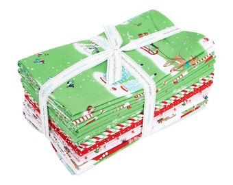 Pixie Noel 2,  1-Yard Bundle Green = 11 Yards | Tasha Noel Riley Blake Designs | Snow Sledding Holidays Winter Elf Stockings Reindeer