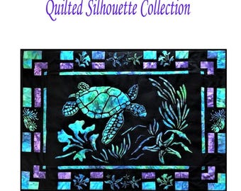 Sea Turtle Laser Cut Silhouette Quilt Kit | Stirrups & Stitches Designs | 30x30 Wall Hanging Applique Quilt | Rusty