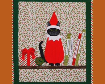 Grumpy on a Shelf Pattern | TB3354 | Wall Hanging | Trouble & Boo Designs Krista Dyelle | Black Cat Santa | Rusty