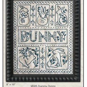 Bunny Sampler Pattern 2416 | Kathy Schmitz Studio | Valdani Thread Add On Embroidery Stitchery Applique Case | Rusty