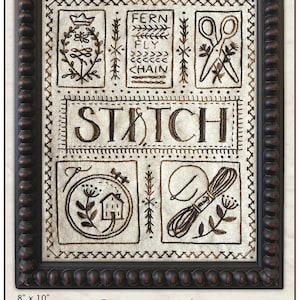 Stitch Sampler Pattern 2415 | Kathy Schmitz Studio | Valdani Thread Add On Embroidery Stitchery Applique Case | Rusty
