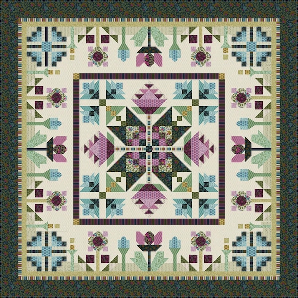Gemma's Garden BOM Pattern | NRDGEMBOM | Nancy Rink Designs | Block Of The Month | Rusty