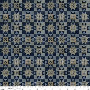 BRIGHT STARS Quilt Blocks Blue | FQ Half Yard Yard | Teresa Kogut Riley Blake Designs | Folk Art Americana Primitive Colonial Country