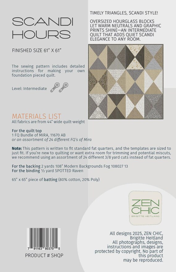 Scandi Hours Quilt Pattern | SHQPP | Zen Chic Brigitte Heitland