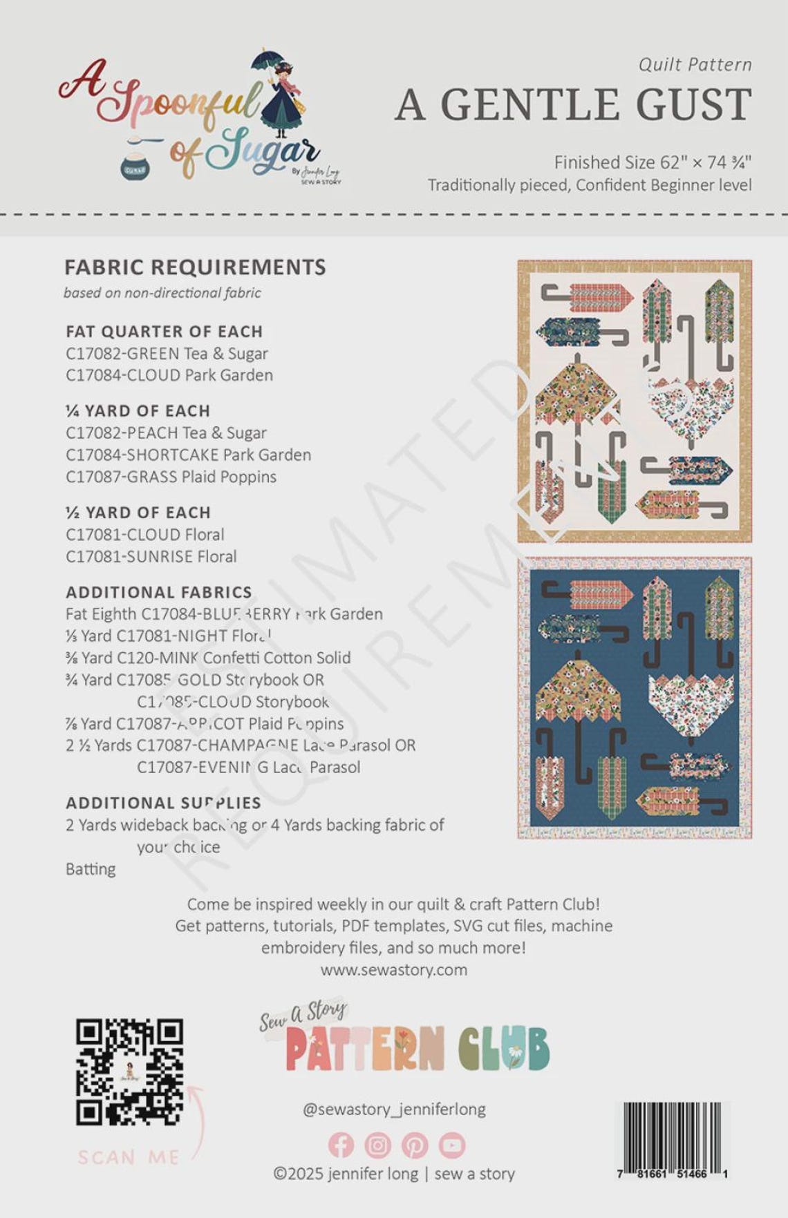 A Gentle Gust Quilt Pattern | BSI397 | Sew A Story / Bee Sew Inspired ...