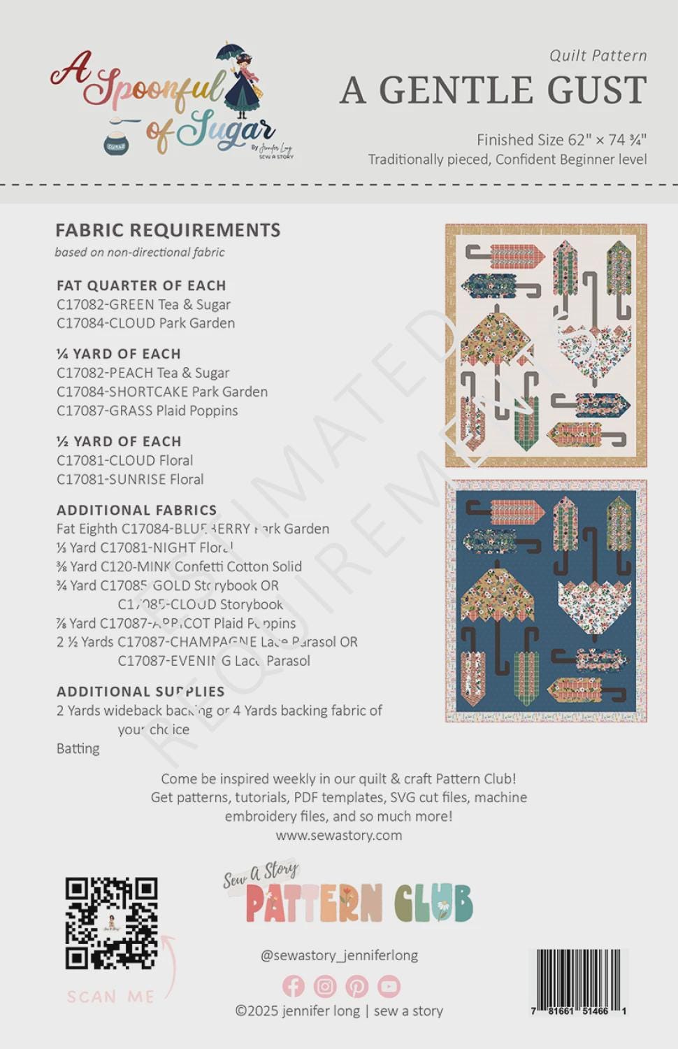 A Gentle Gust Quilt Pattern | BSI397 | Sew A Story / Bee Sew Inspired ...