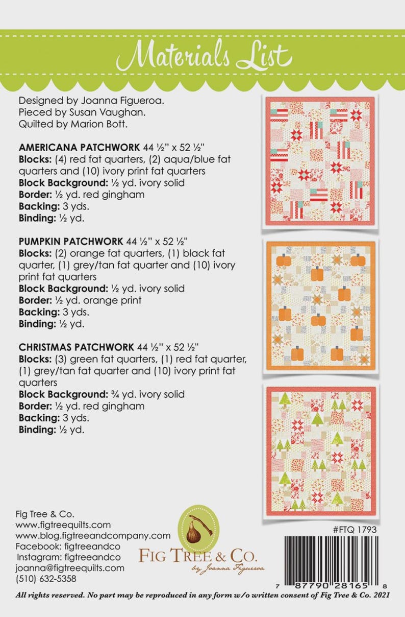 Seasonal Patchwork Quilt Pattern | FTQ1793 | Fig Tree Quilts Joanne ...