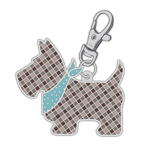 SCOTTIE DOG Enamel Charm Happy Charms| Lori Holt Riley Blake Designs | Zipper Pull Enamel Plaid