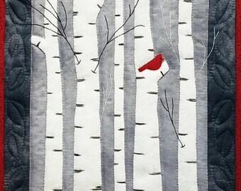 Birches Wall Quilt Kit | K0519 | Rachel's Of Greenfield | Wool Applique Embroidery Wall Hanging | Rusty