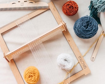 Anfänger-Webstuhl-Set – Großes Webrahmen-Set mit Kamm, Schiffchen und Nadeln