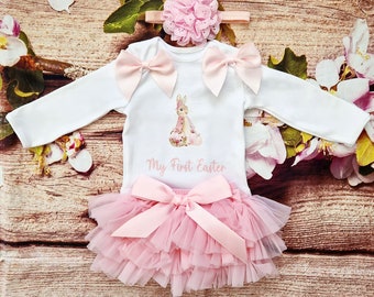 Personalised Easter Outfit my first easter baby girl vest tutu set egg flopsy bunny