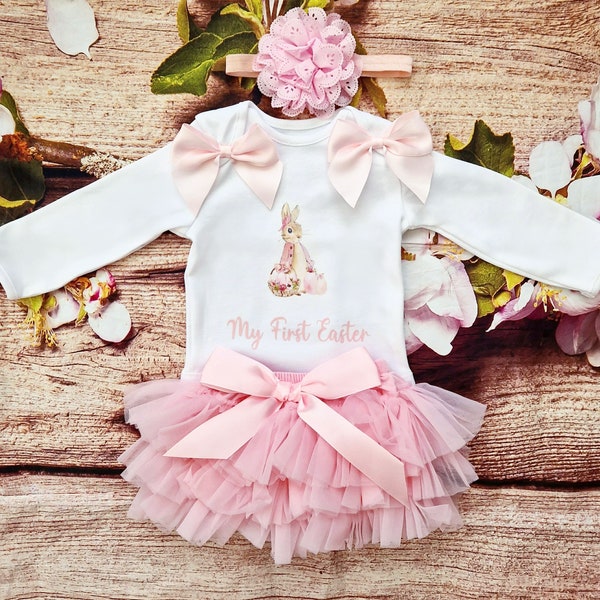 Personalised Easter Outfit my first easter baby girl vest tutu set egg flopsy bunny