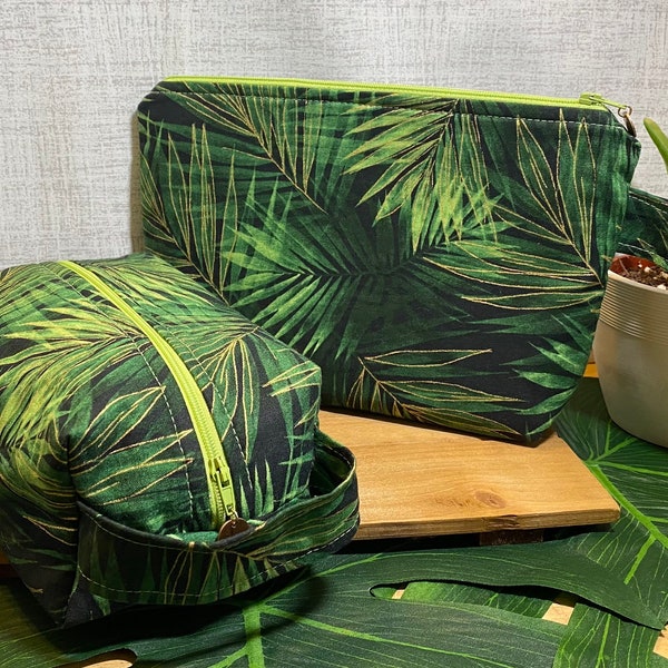 Tropical Leaves Pattern Box/Pouch Bag