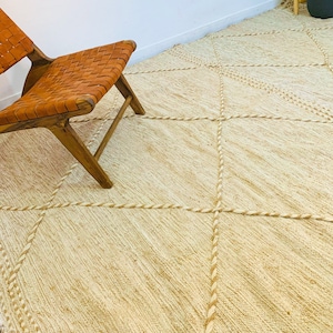 Beige Flat Weave Area Rug - Kilim Woven Rug - Custom made Beige Kilim Rug