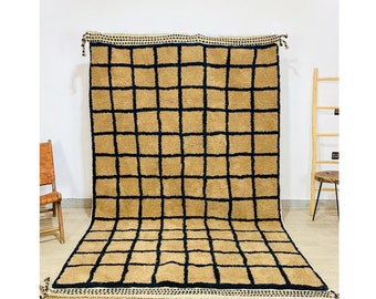 Authentic Moroccan Rug, Grid Brown rug, Large Area rug